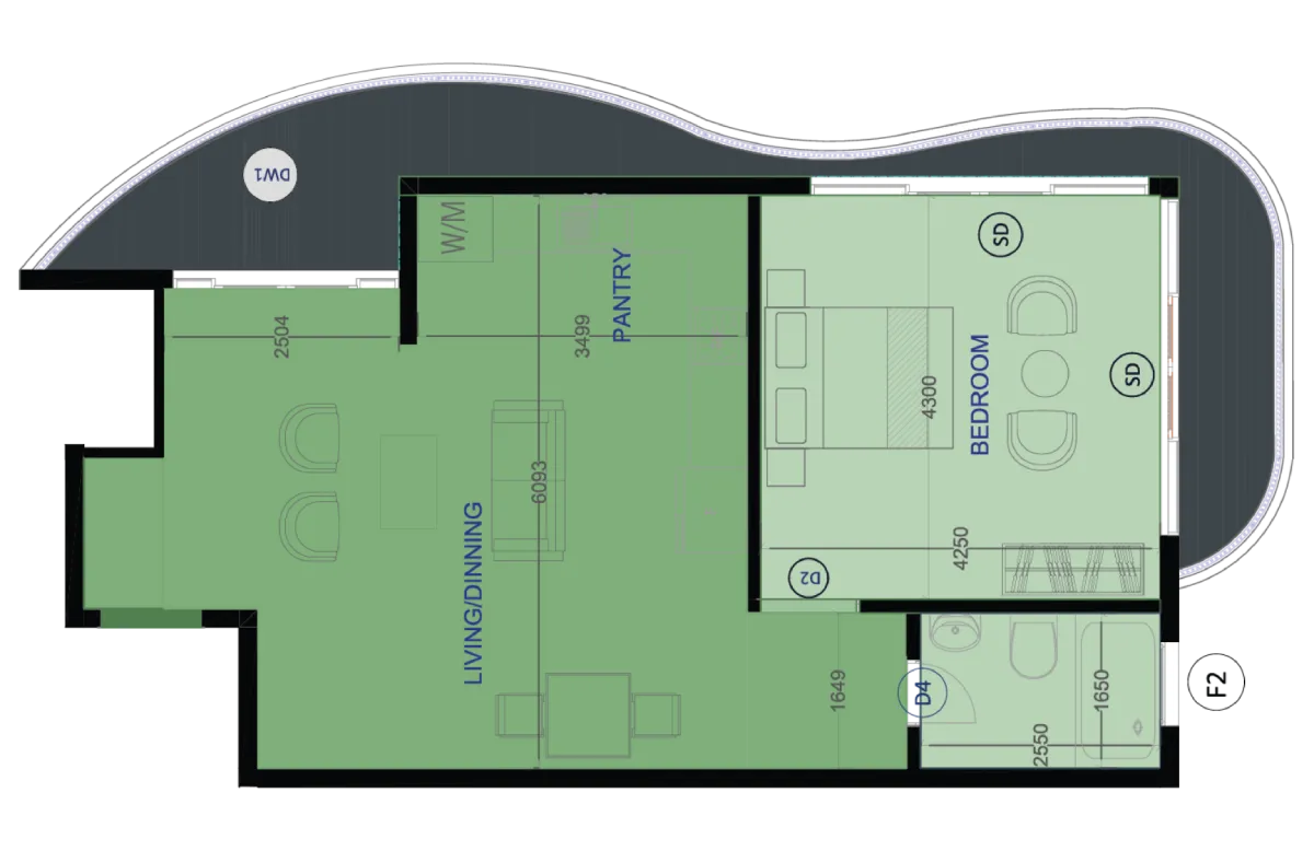 1 Bedroom Residence floor plan