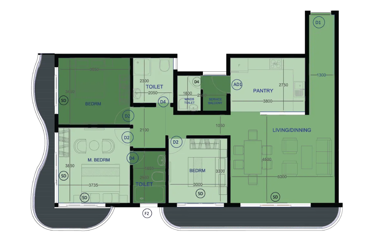 3 Bedroom Residence floor plan